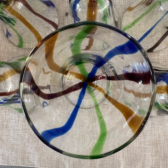 Italian Vintage Glass Glassware. Hardly used set of 9 glasses.